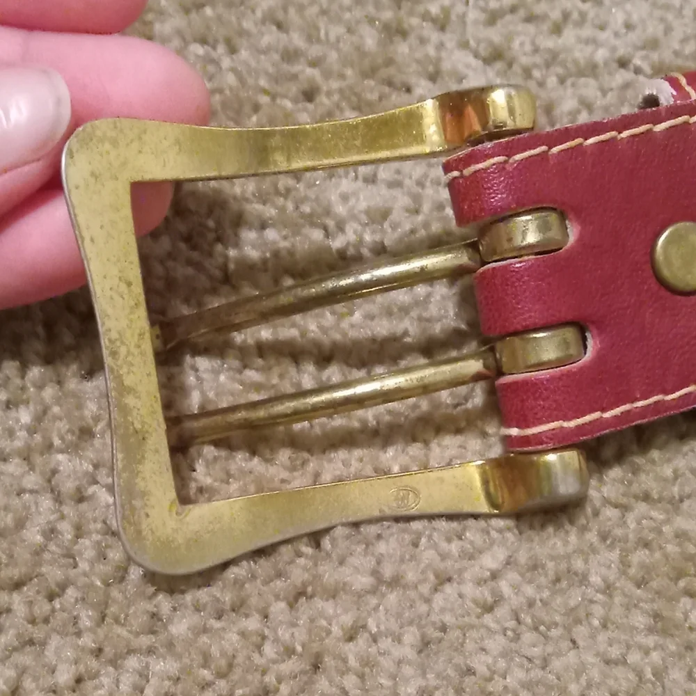 Men's Vintage Belt size 36 Brass Buckle Double Hole 